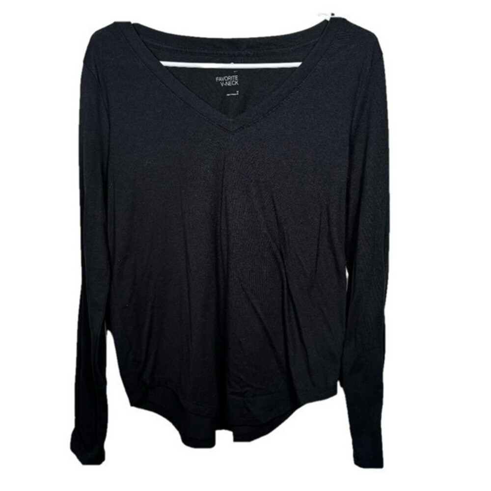 🌷 SO Black Favorite Basic V-Neck Long Sleeve